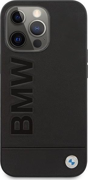 Kuti telefoni BMW Leather Hot Stamp MagSafe për iPhone 14 Pro, lëkurë natyrale, me MagSafe, e zezë