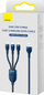 Kabllo karikimi Baseus Flash Series II BSU3888, USB-A në USB-C microUSB Lightning, 1.2 m, blu