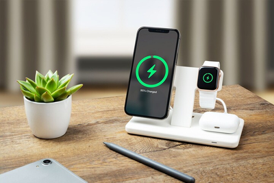 Mbajtëse karikuese FIXED MagPowerstation MagSafe 3në1, 15W + 15W + 5W, i bardhë