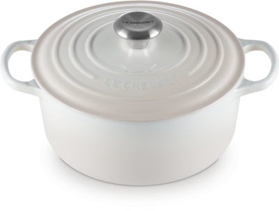 Tenxhere gize Le Creuset Signature Round Dutch Oven, 4.5L, me smalt, e bardhë Meringue