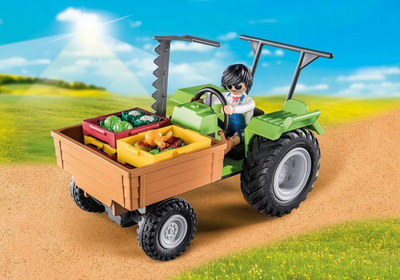 Lodër Playmobil traktor me rimorkjo 71249, set fermë, plastike, shumëngjyrëshe
