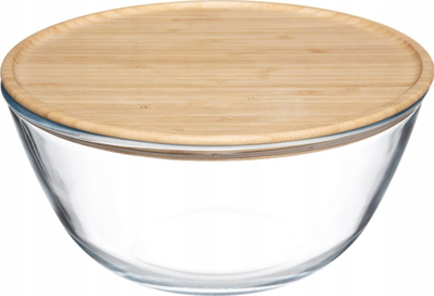 Enë Couvee Bowl, 2.5L, xham me kapak bambu, 23x12 cm, transparente