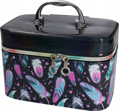 Kuti kozmetike Adar M, me pasqyrë, me zinxhir, 21x14x13cm, shumëngjyrëshe