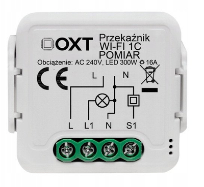 Rele inteligjente OXT Mini Relay 1CH, 16A, WiFi Tuya, e bardhë