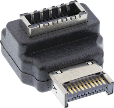 Adapter i brendshëm InLine USB 3.2, USB E plug në USB E socket, kënd 90°