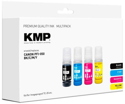 Kasetë boje KMP për Canon PFI050, set multipack B C M Y, me shumë ngjyra