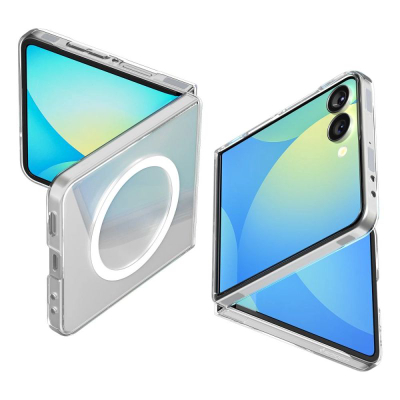 Mbulesë telefoni Spigen Air Skin MagFit për Galaxy Z Flip 7, transparente, me unazë të bardhë