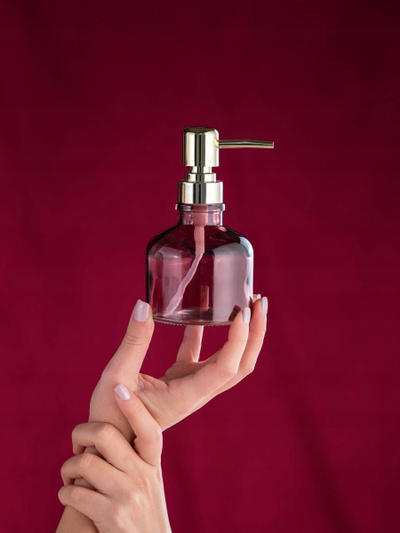 Dispenser sapuni Wenko Atessa, 200ml, xham, rozë