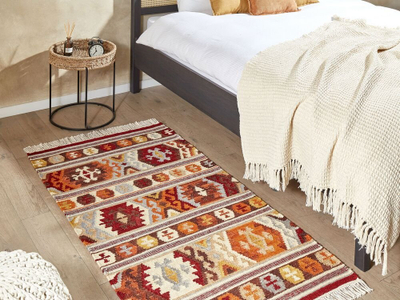 Tapet leshi AYGAVAN Wool Kilim, 80 x 150 cm, me motive etnike, shumëngjyrësh