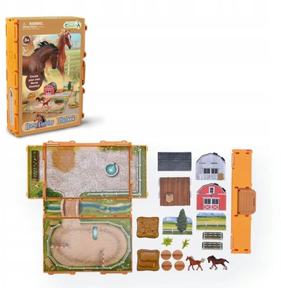 Set lojërash CollectA Horse Country Playbook, skenë fermë kuajsh, figura me aksesorë, portokalli