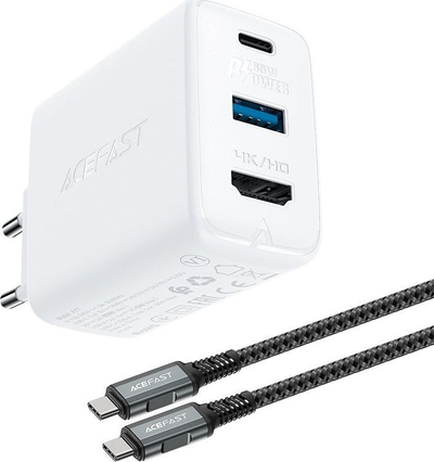 Karikues Acefast GaN 65W, 1x USB C, 1x USB A, gri