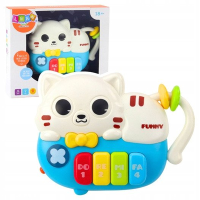 Lodër piano për fëmijë Kitten, me drita dhe tinguj, blu