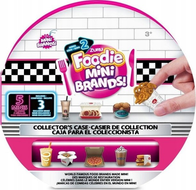Kuti koleksioni ZURU 5 Surprise Foodie Mini Brands Series 2, me 5 mini figura, rrethore, rozë