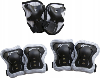 Set mbrojtës për patina Master Profi Protect S, për fëmijë, me rripa Velcro, i zi