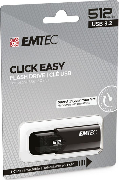 USB Emtec B110 Click Easy, 512GB, USB 3.1, e zezë