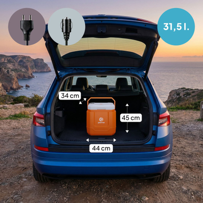 Frigorifer turistik Peme Trip 31.5L, termoelektrik, 12V 220V, portokalli