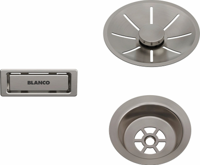 Set kullimi Blanco, për lavaman tek, tejmbushës, satin platinum