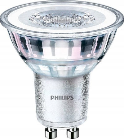 Llambë LED Philips GU10, 4.6W 390lm 4000K, set me 3 copë, transparente