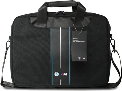 Торба за лаптоп BMW BMCB15COMPVSKL, 16\", најлон, црна со сини линии