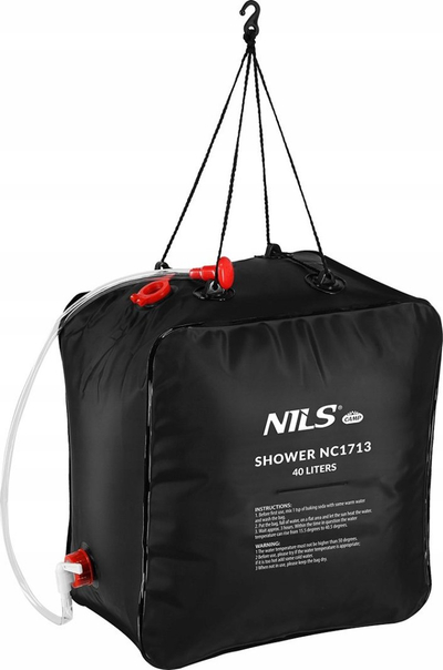 Dush portativ NILS Camp NC1713, 40L, ngrohje diellore, ngjyrë e zezë