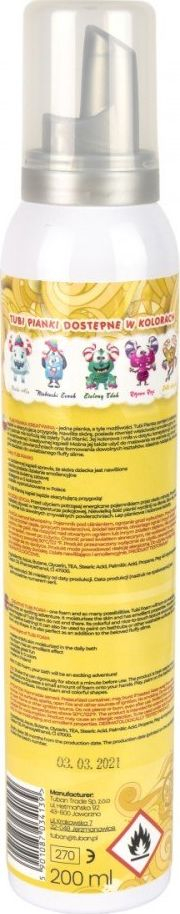 Shkumë banjo për fëmijë TUBAN Tubi Foam Yellow Krysia, 200 ml, e verdhë