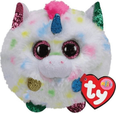 Lodër pelushi Ty Puffies Harmonie Unicorn, top i butë, poliester, shumëngjyrësh