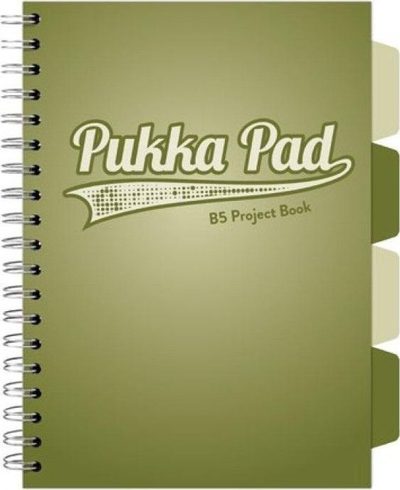 Bllok projekti Pukka Fun Olive Project Book B5, 100 fletë, kapak i fortë, set me 3 copë, jeshile