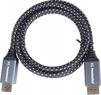 Kabllo DisplayPort PremiumCord 1.4, 1m, 8K, tekstil zi bardhë