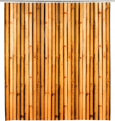 Завеса за туш WENKO Bambusa, 180 x 200 cm, PEVA, со бели прстени