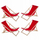 Set karrige plazhi dhe kopshti WOODOK, 4 copë, dru ahu, 120kg, të kuqe
