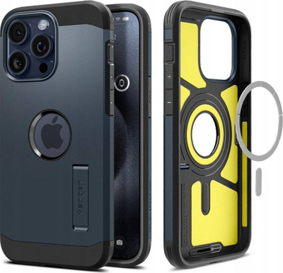 Mbështjellëse telefoni Spigen Tough Armor MagSafe, për iPhone 16 Pro Max, Metal Slate, gri metalike