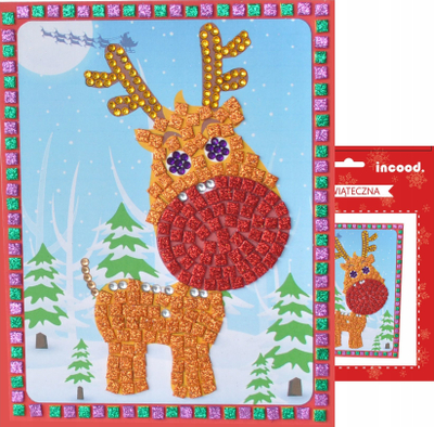 Set kreativ mozaiku Incood Christmas Mosaic, motiv dhelpër, shumëngjyrësh