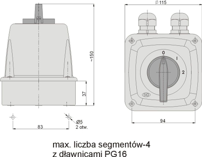 Ndërprerës rrotullues Elektromet Cam Switch 922522, 5P 25A, IP65, gri