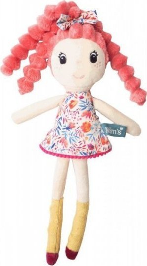 Kukull tekstile Hencz Toys Laura, e butë, me kaçurrela rozë