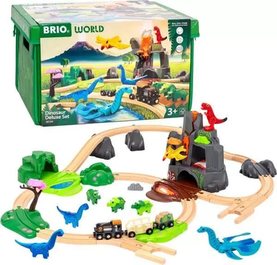 Set trenash BRIO World Dinosaur Deluxe, 44 pjesë, për fëmijë 3+