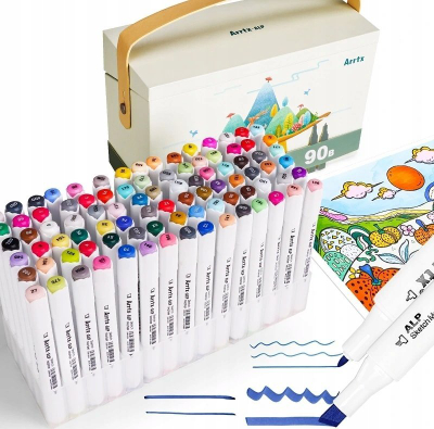 Set markera Alkoolik Arrtx ALP 90, 90 ngjyra, majë dyshe, shumëngjyrësh