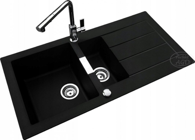 Set lavaman kuzhine Franke Sirius 2.0 me bateri Steiner Julia, 1.5 legen, 60 cm, Onyx dhe e zezë mat
