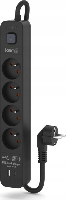Shirit zgjatues KERG 4GN USBC M02522, 4 presa, USB A USB C, i bardhë