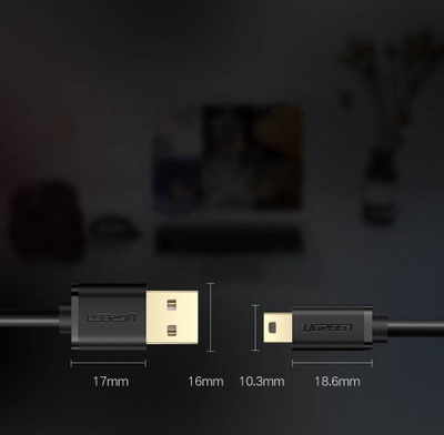 Kabllo USB Ugreen USB A në mini USB, 2 metra, e zezë