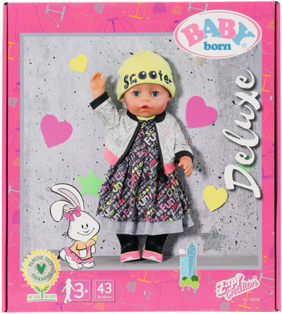 Set rrobash për kukullë Zapf BABY born City Deluxe, 43 cm, shumëngjyrësh