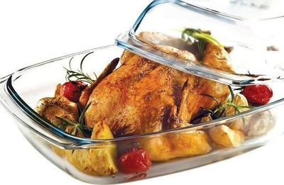 Enë pjekjeje qelqi borosilikat Smooth Rect, 5.5L, 22x34 cm, transparente