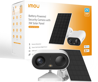 IP камера Imou Cell Go Kit Solar 2K, Wi‑Fi, за надворешна употреба, бела