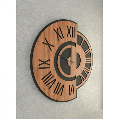 Orë muri metalike + MDF Ø41 cm (HM7454), zezë