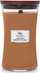 Свеќа WoodWick Santal Myrrh, дрвенеста и блага арома, 180 часа, бела