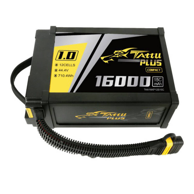 Bateri LiPo Tattu Plus 1.0, 16000mAh 44.4V 15C 12S, e zezë