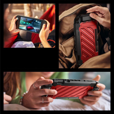 Mbrojtëse gaming SUPCASE Unicorn Beetle PRO Nintendo Switch 2, trup i fortë, mbajtëse mbrapa, e kuqe metalike