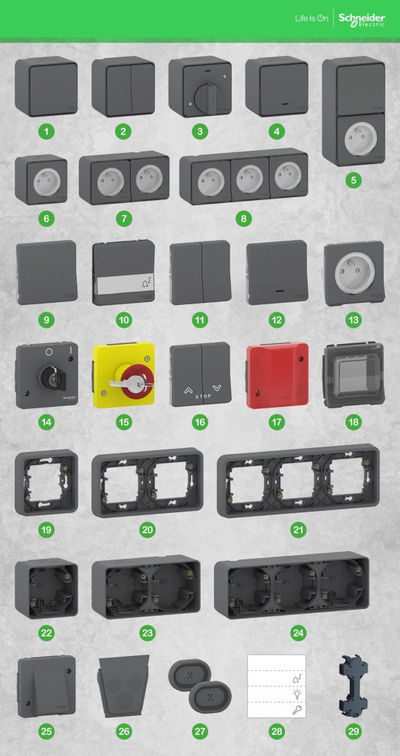 Bazë e fshehur Schneider Electric Mureva Styl MUR39108, 1x, IP55, e bardhë