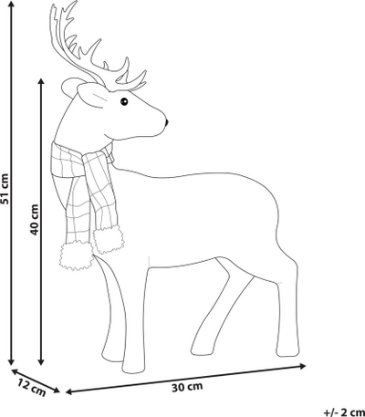 Figurinë dekorative MUSTOLA dre, 51 cm, për Krishtlindje, e bardhë