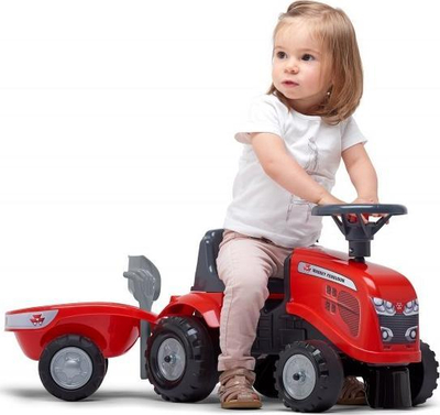 Traktor lodër Massey Ferguson FA241C, me rimorkio dhe vegla, i kuq