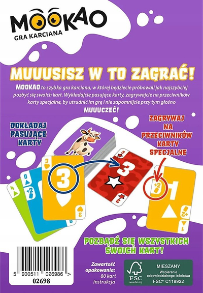 Игра со карти Trefl MooKao, 80 карти, семејна, шарена